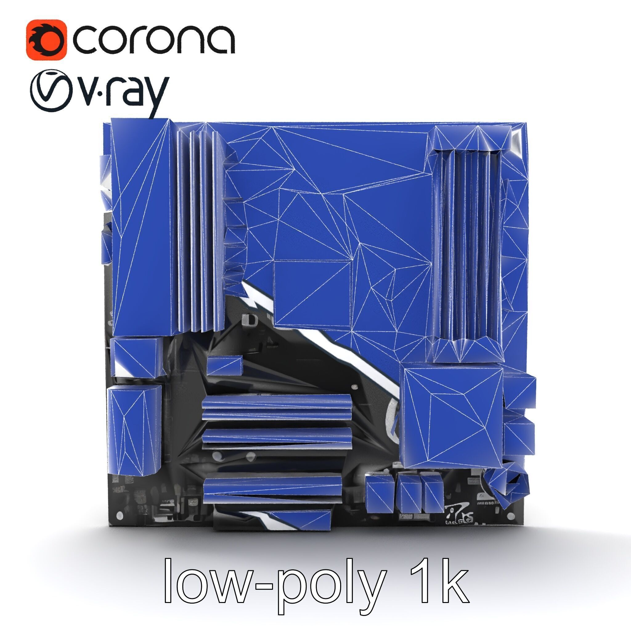 Compact HTPC Motherboard Model Pack with Black Silver Design Low-poly 3D model_31