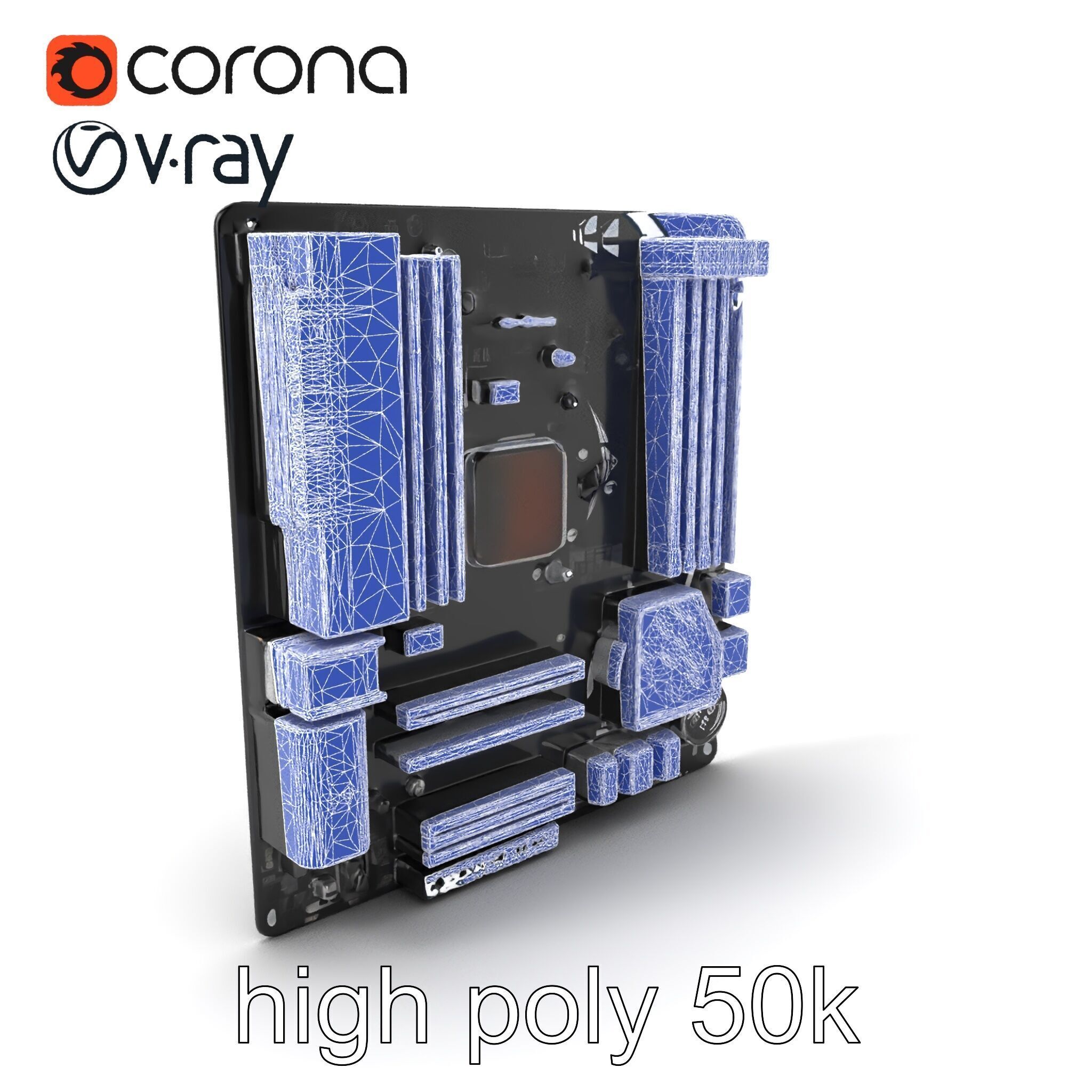 Compact HTPC Motherboard Model Pack with Black Silver Design Low-poly 3D model_10