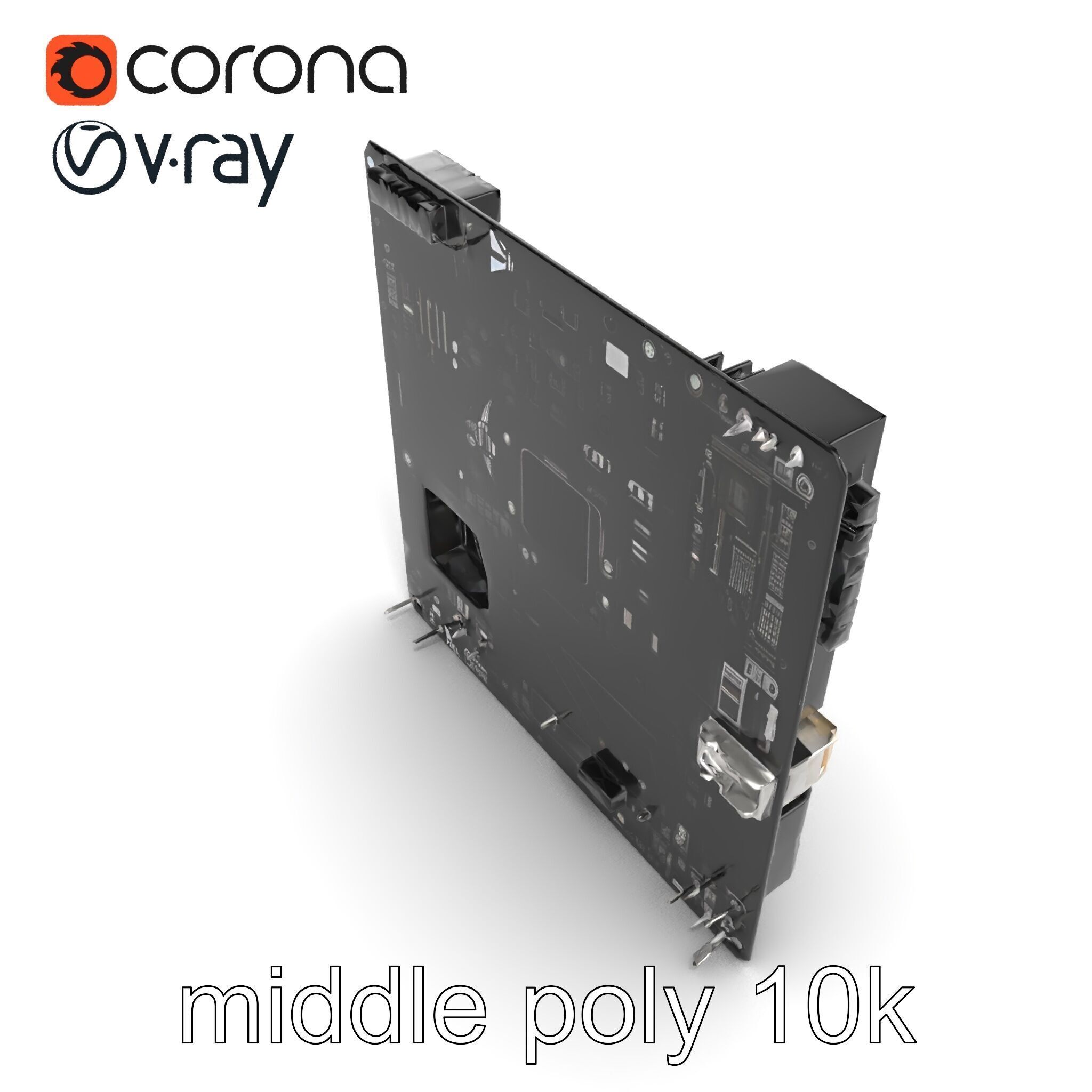 Compact HTPC Motherboard Model Pack with Black Silver Design Low-poly 3D model_15