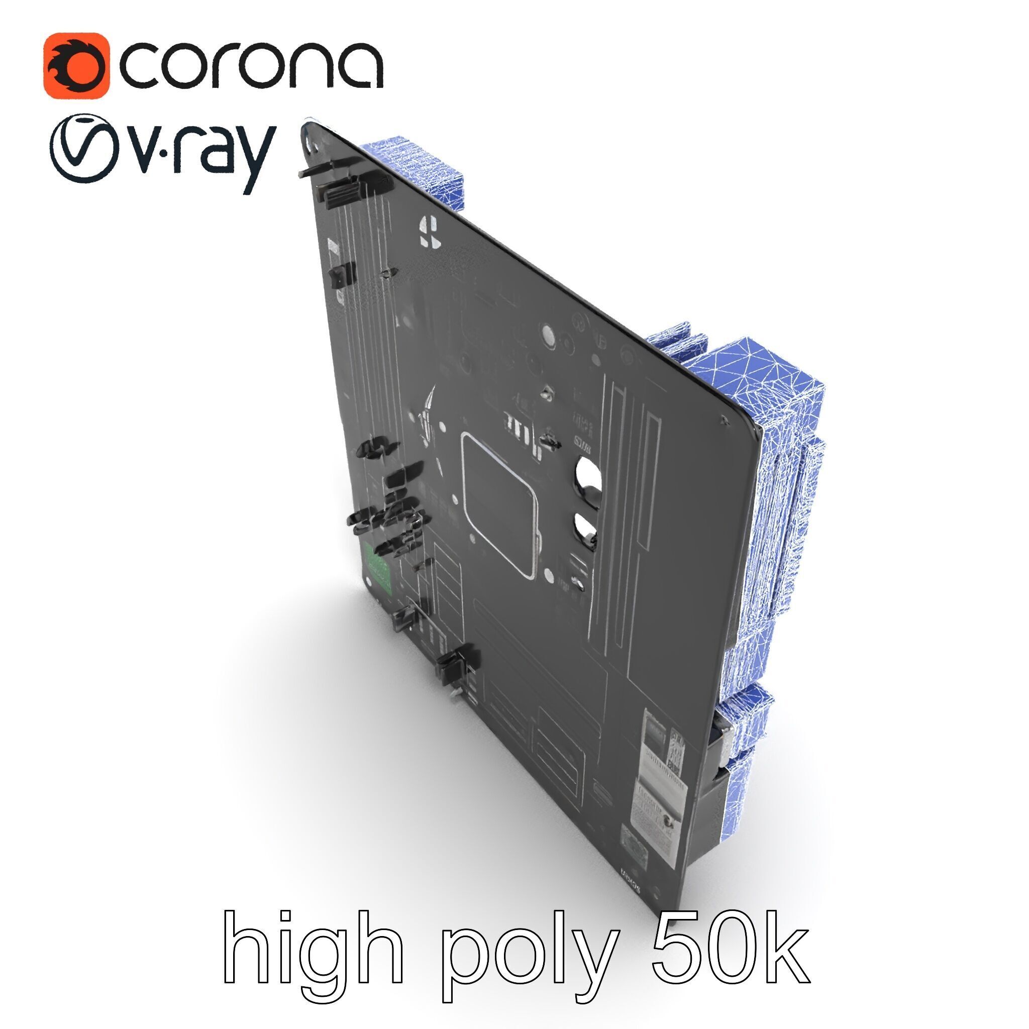 Compact HTPC Motherboard Model Pack with Black Silver Design Low-poly 3D model_32