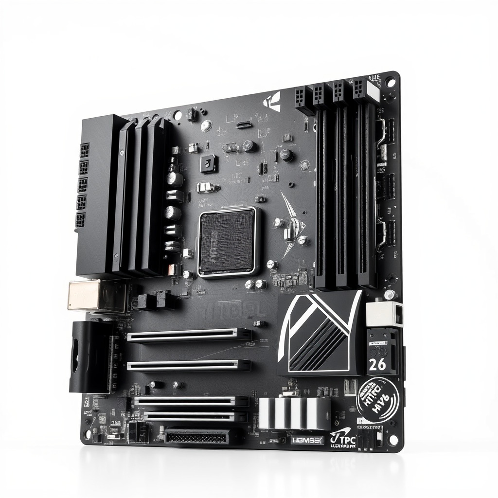 Compact HTPC Motherboard Model Pack with Black Silver Design Low-poly 3D model_4