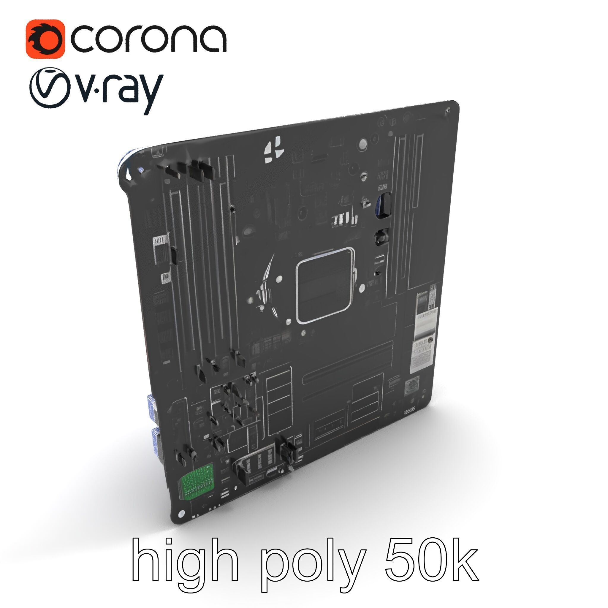 Compact HTPC Motherboard Model Pack with Black Silver Design Low-poly 3D model_13