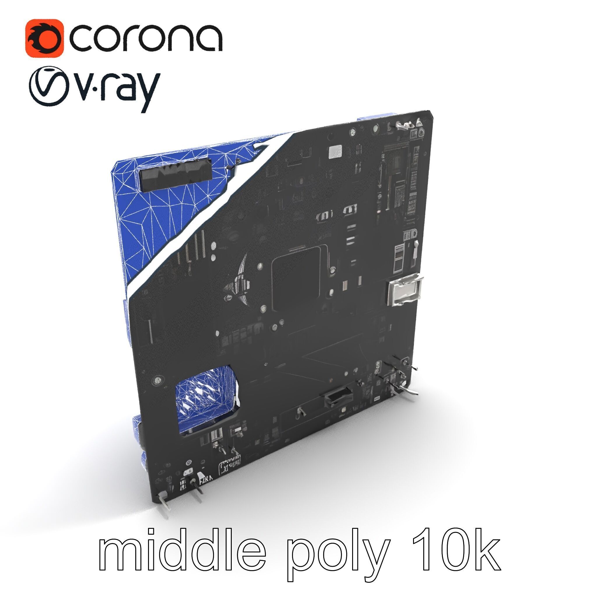 Compact HTPC Motherboard Model Pack with Black Silver Design Low-poly 3D model_21