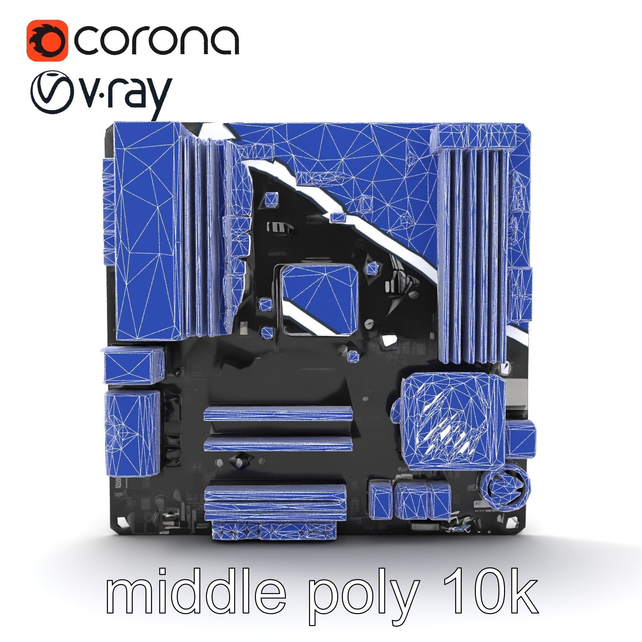 Compact HTPC Motherboard Model Pack with Black Silver Design Low-poly 3D model_23