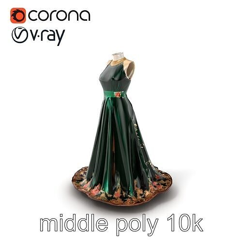 Regal Evening Dress Mannequin Model Pack Low-poly 3D model