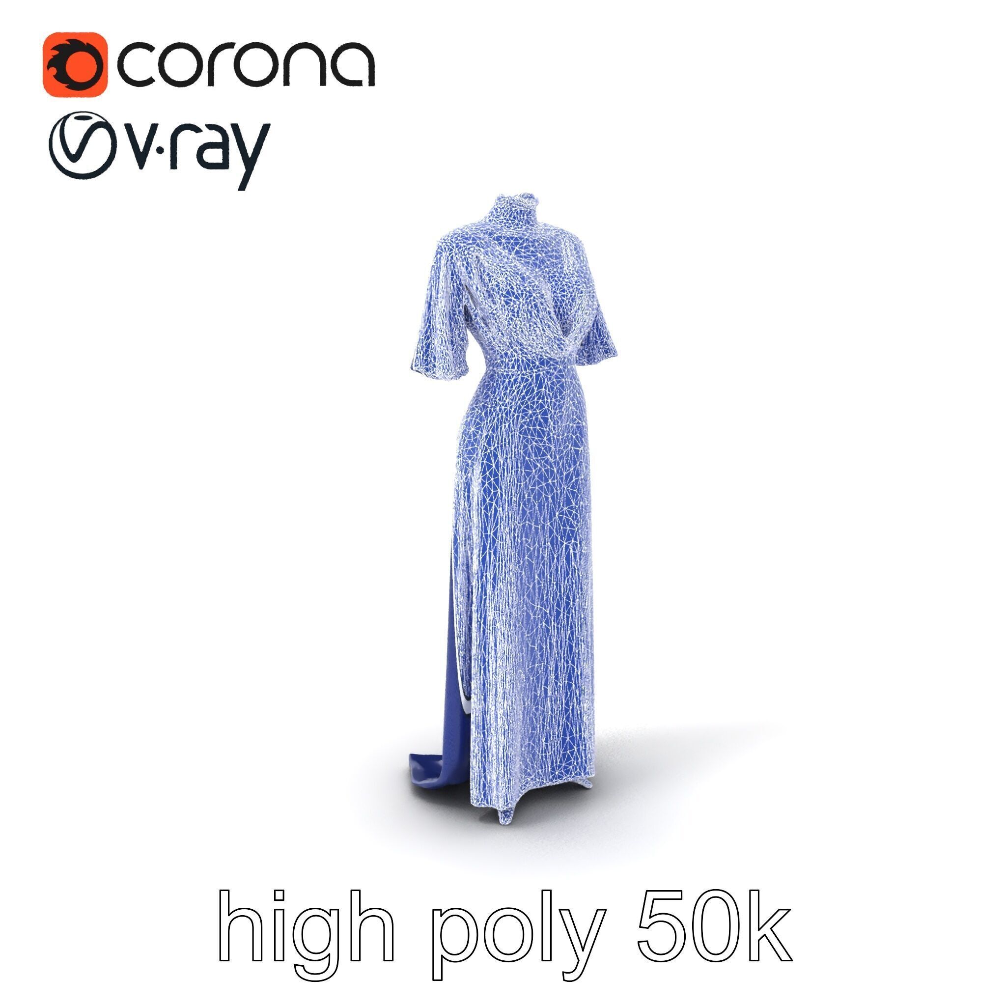 Elegant Evening Gown Mannequin Model Pack Low-poly 3D model_1