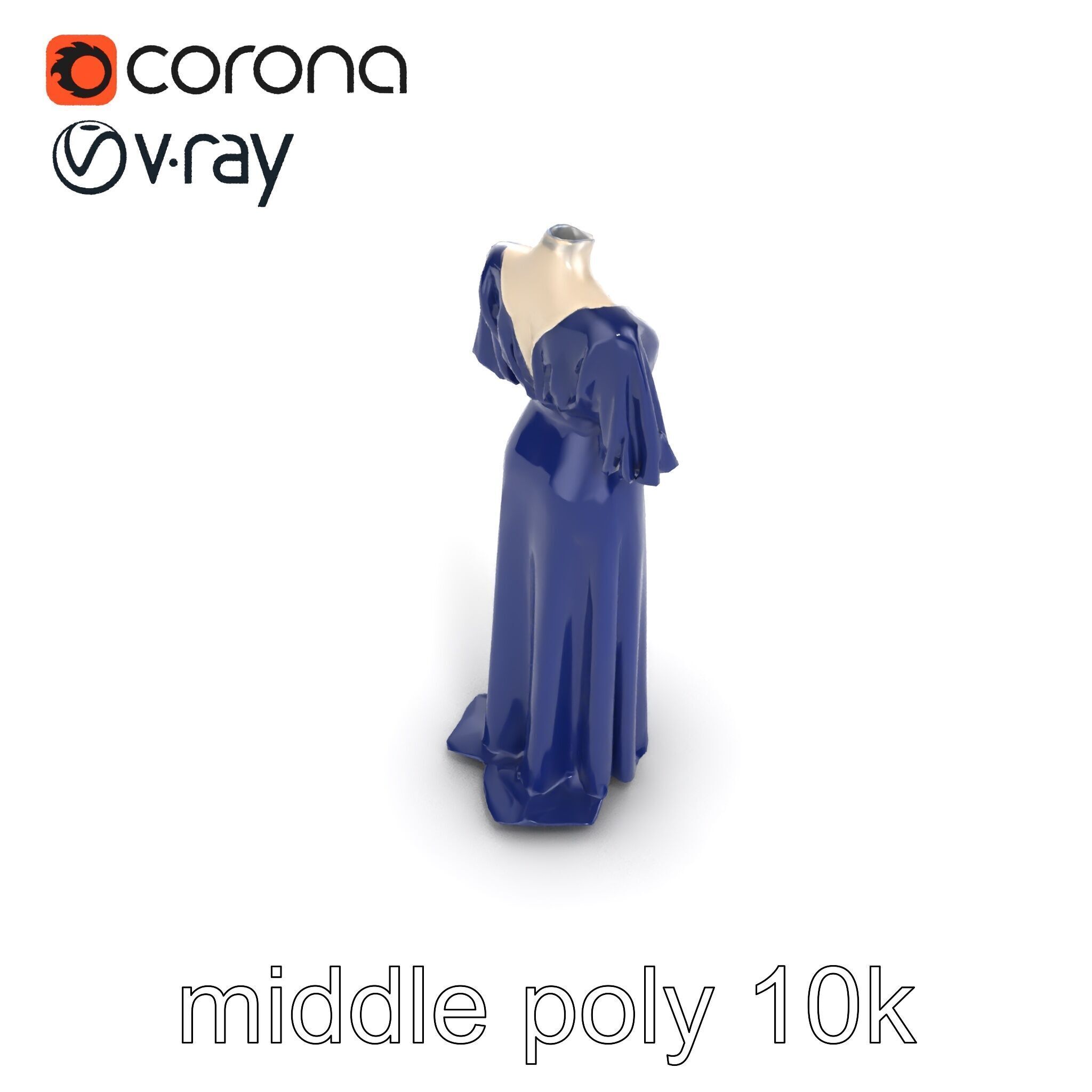 Elegant Evening Gown Mannequin Model Pack Low-poly 3D model_25