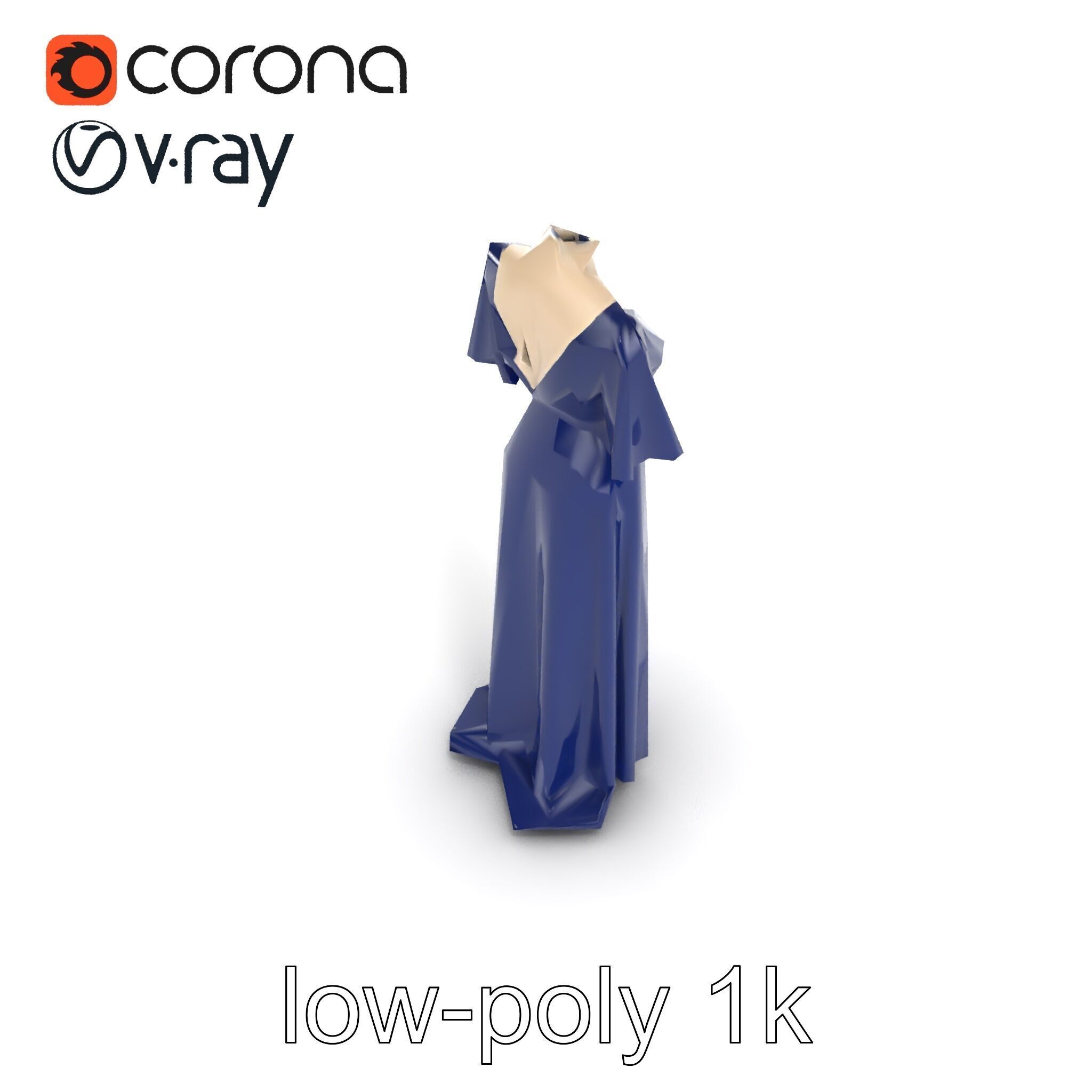 Elegant Evening Gown Mannequin Model Pack Low-poly 3D model_10