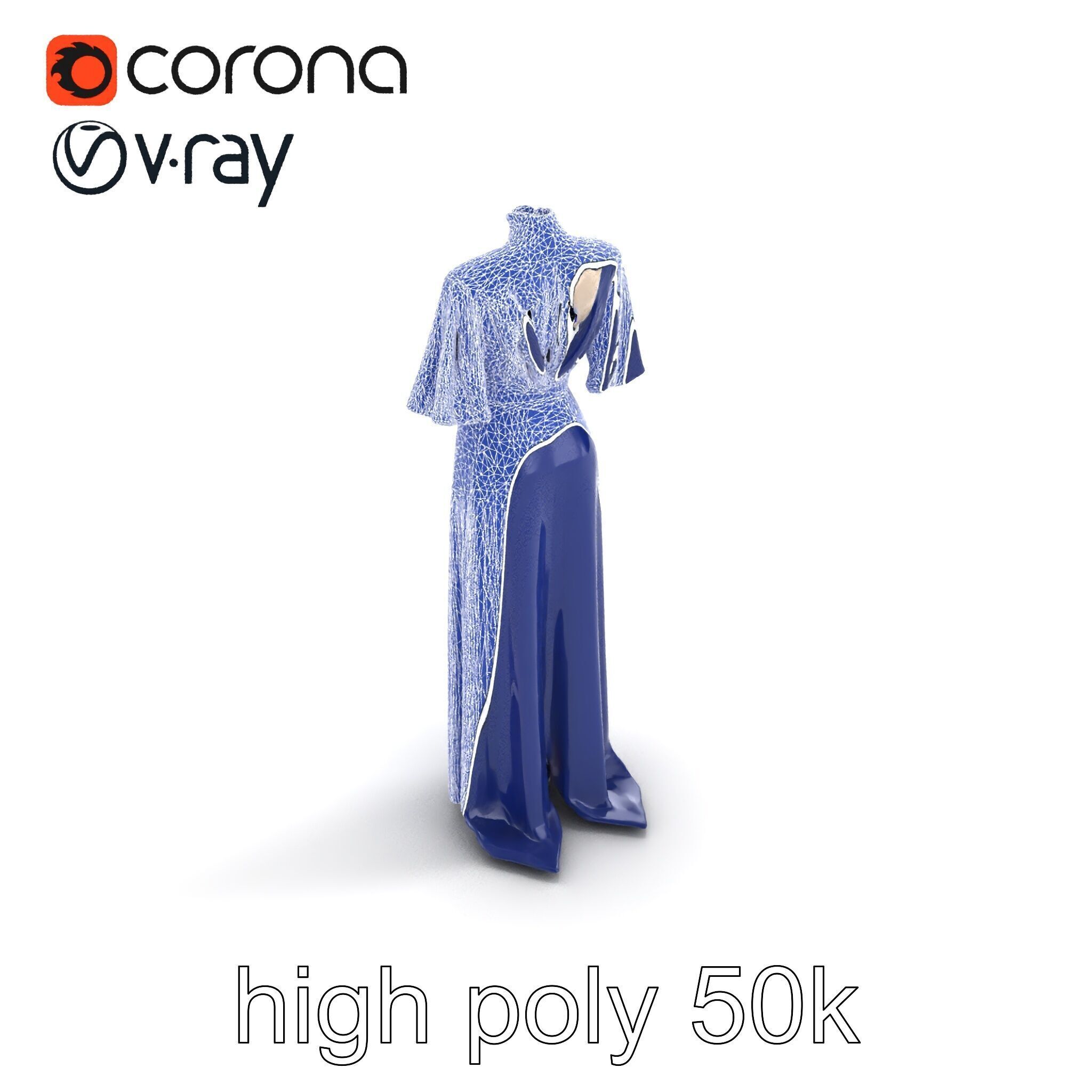 Elegant Evening Gown Mannequin Model Pack Low-poly 3D model_22