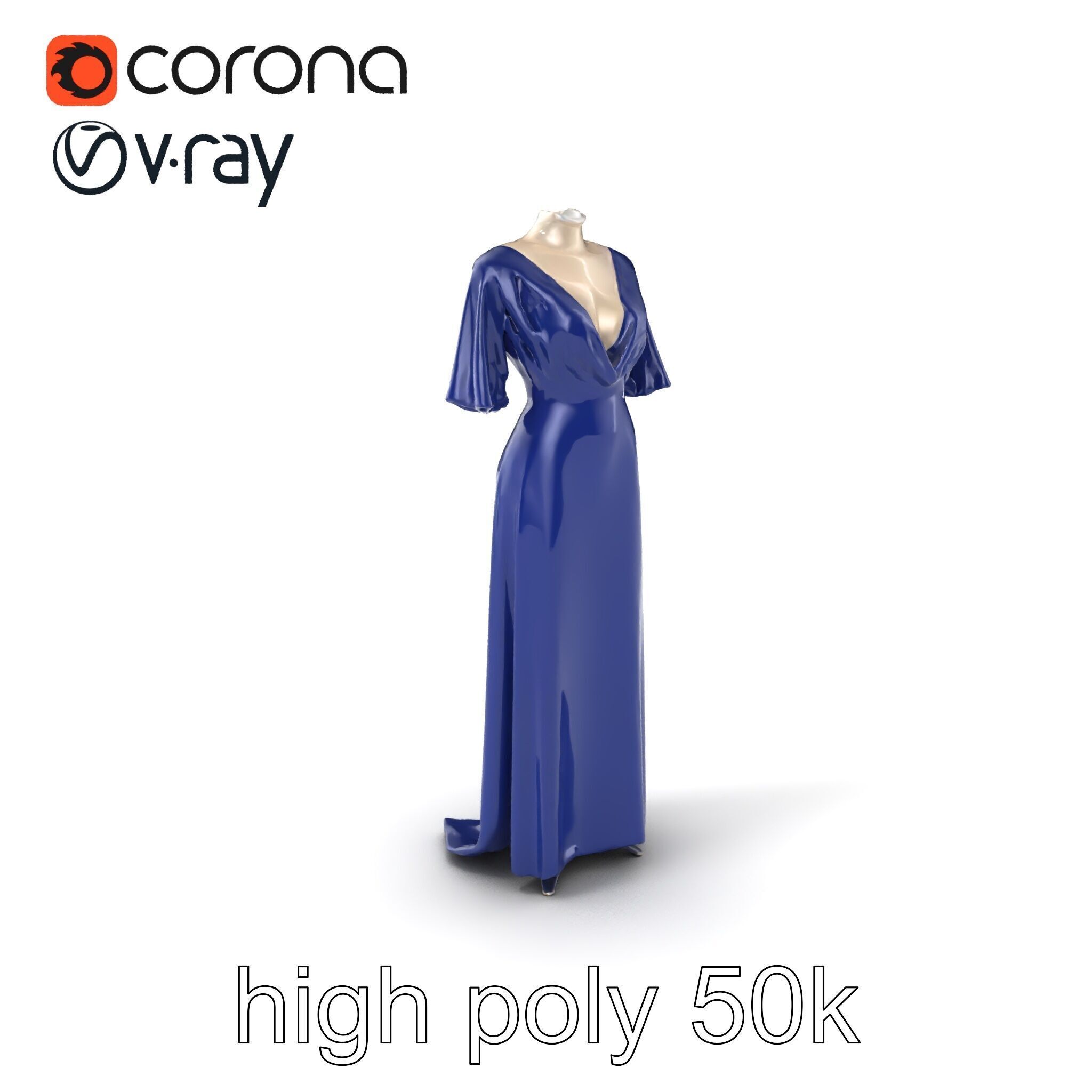Elegant Evening Gown Mannequin Model Pack Low-poly 3D model_2