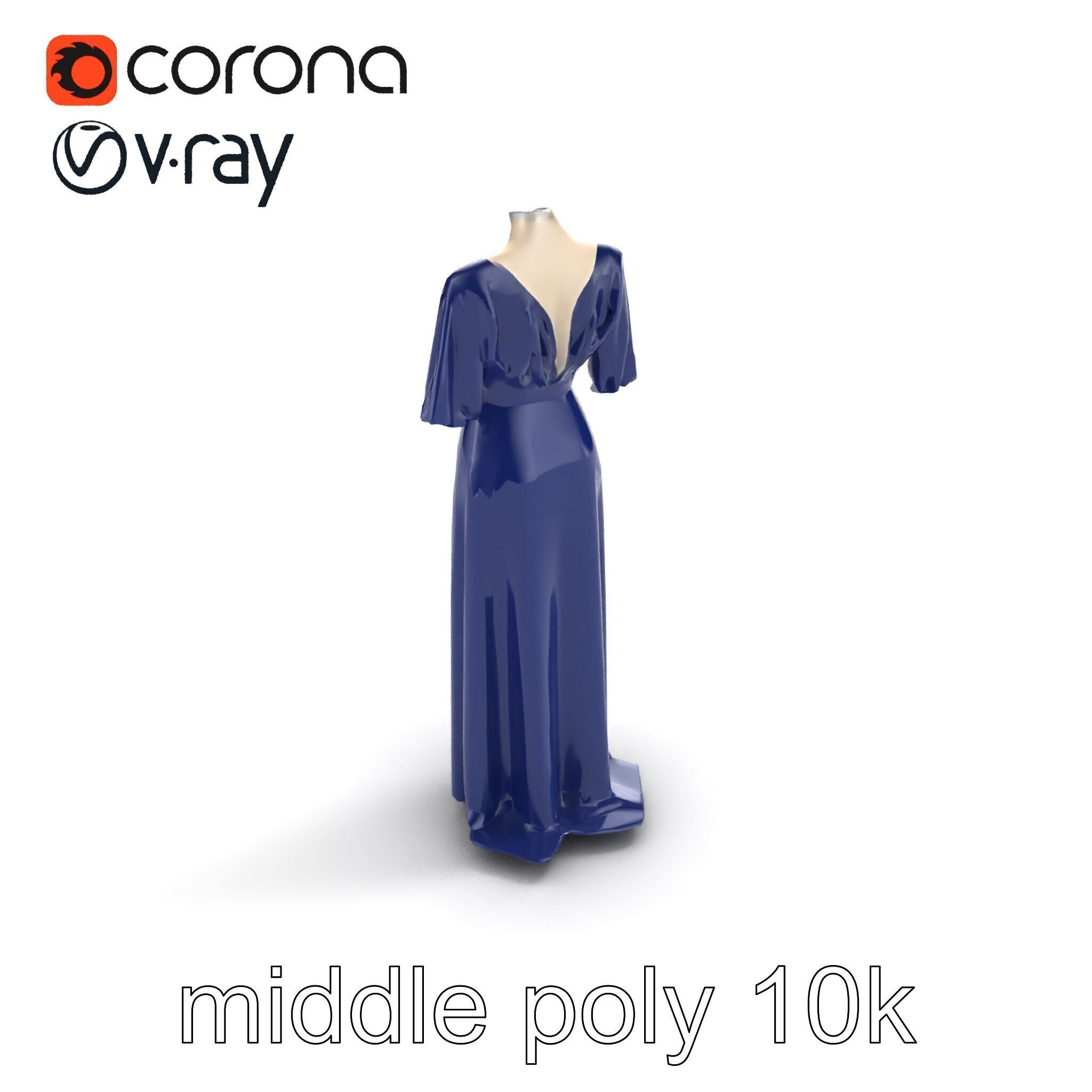 Elegant Evening Gown Mannequin Model Pack Low-poly 3D model_7