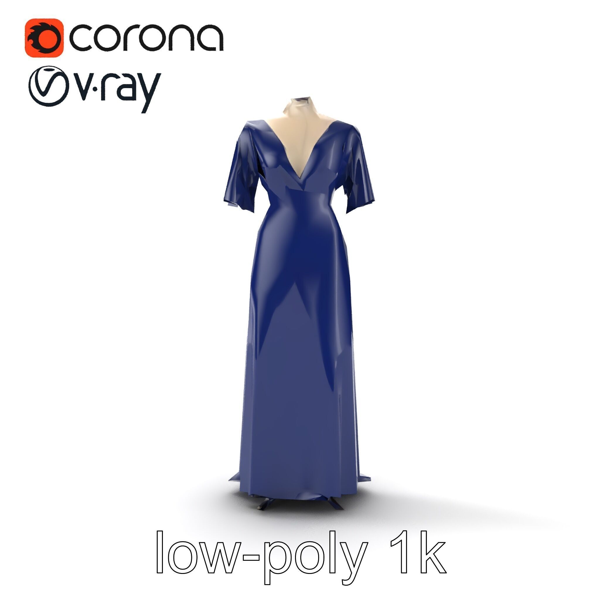 Elegant Evening Gown Mannequin Model Pack Low-poly 3D model_19
