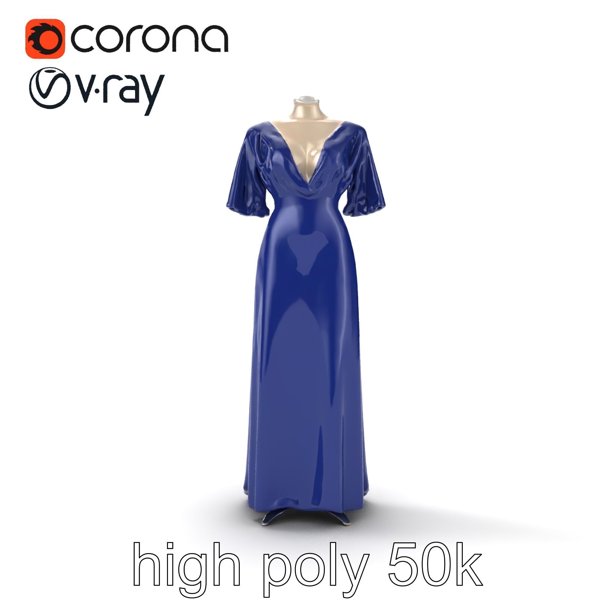 Elegant Evening Gown Mannequin Model Pack Low-poly 3D model_23