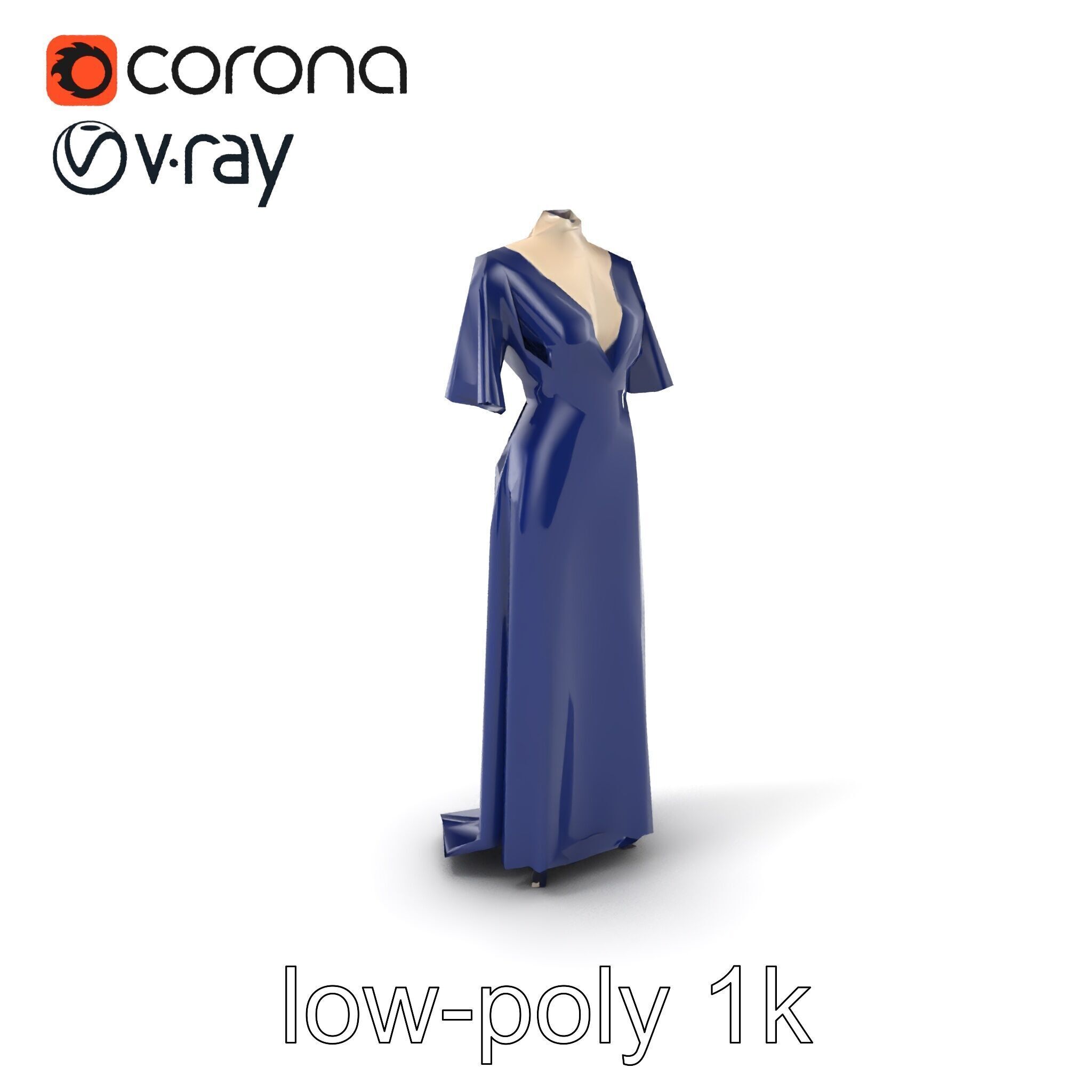 Elegant Evening Gown Mannequin Model Pack Low-poly 3D model_4