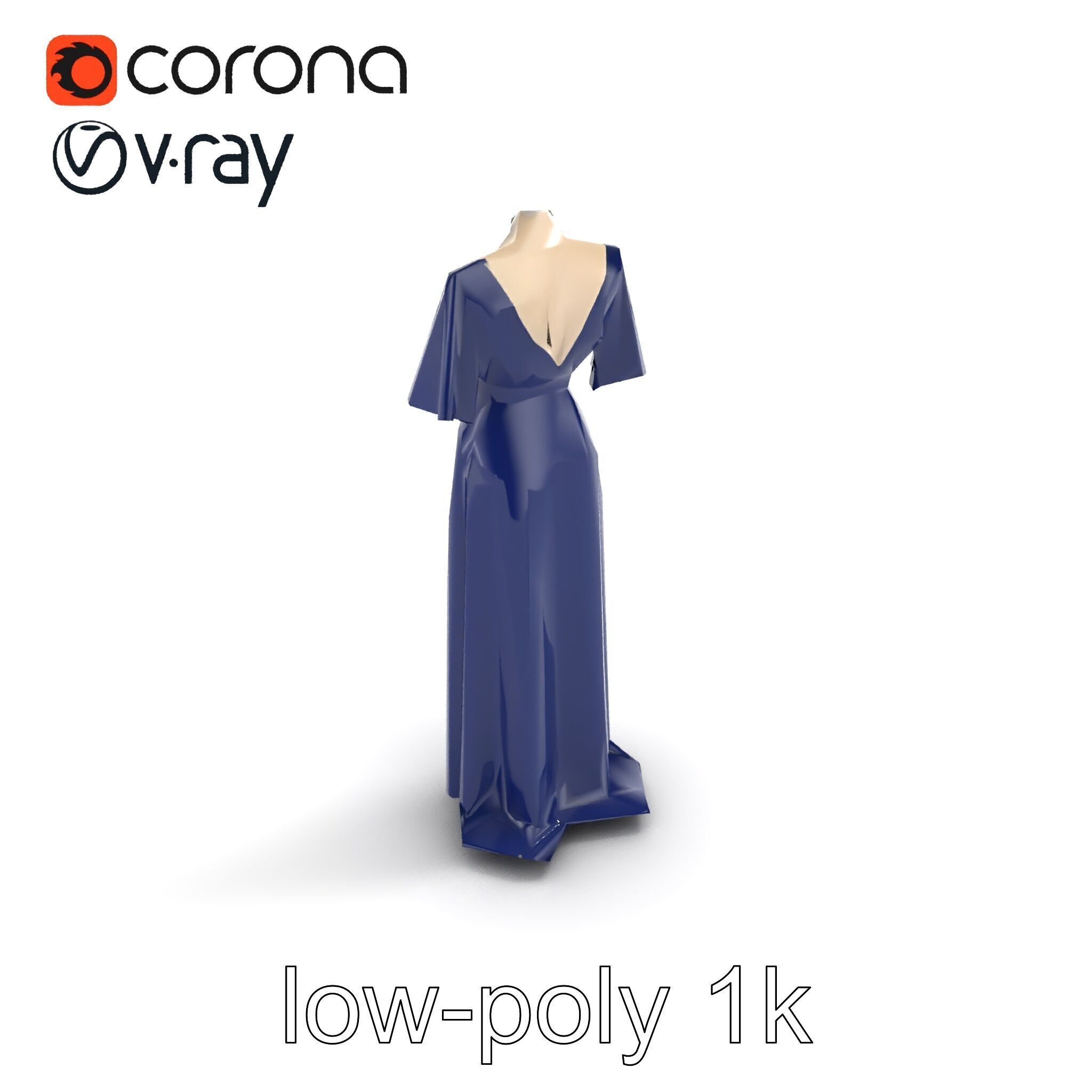 Elegant Evening Gown Mannequin Model Pack Low-poly 3D model_8