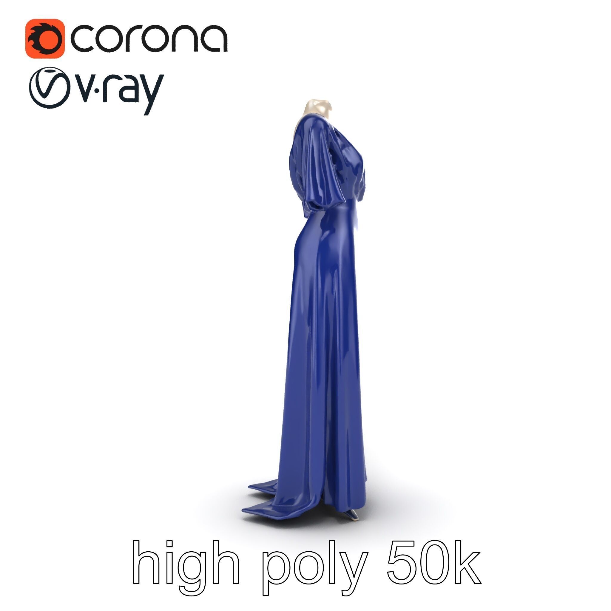 Elegant Evening Gown Mannequin Model Pack Low-poly 3D model_13