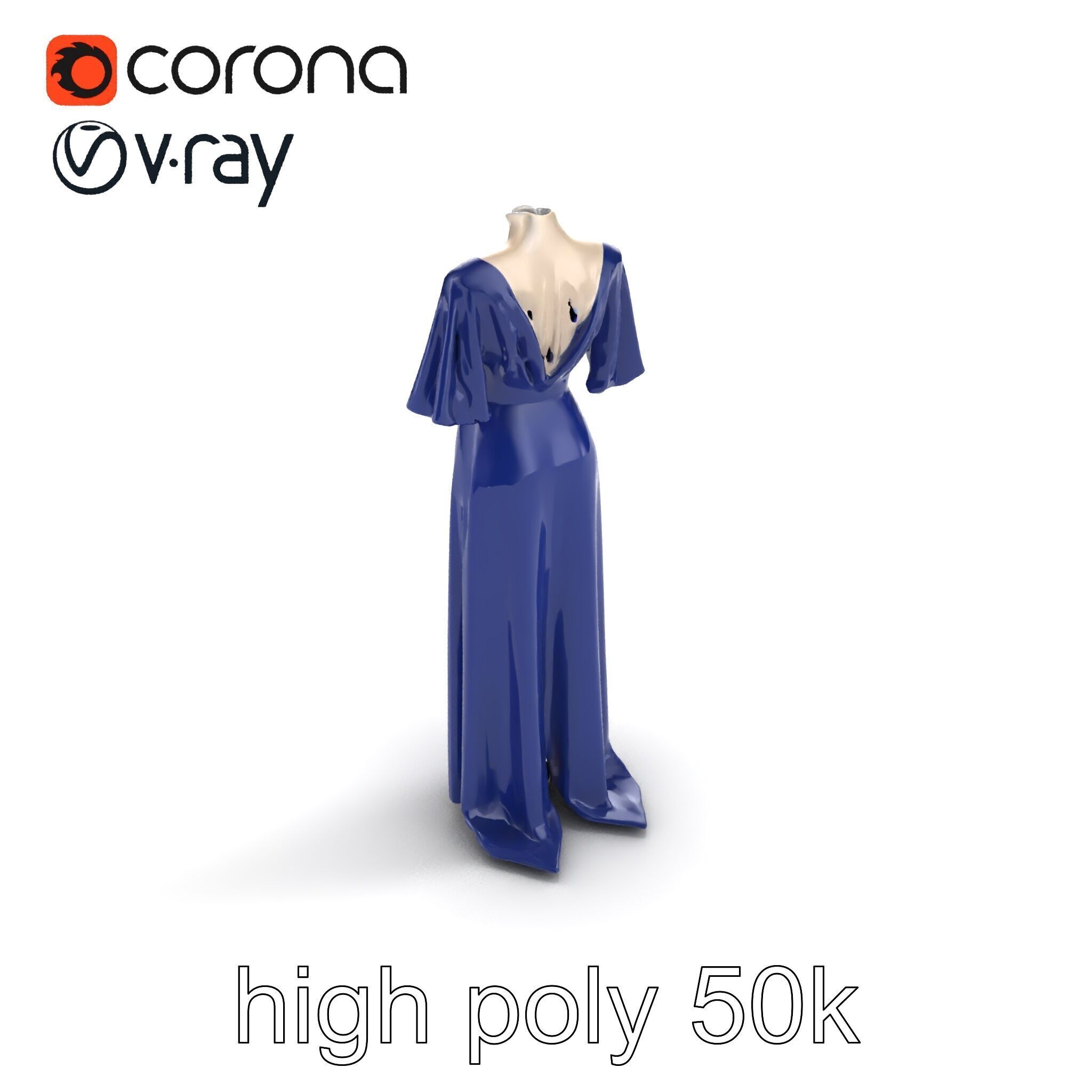 Elegant Evening Gown Mannequin Model Pack Low-poly 3D model_9