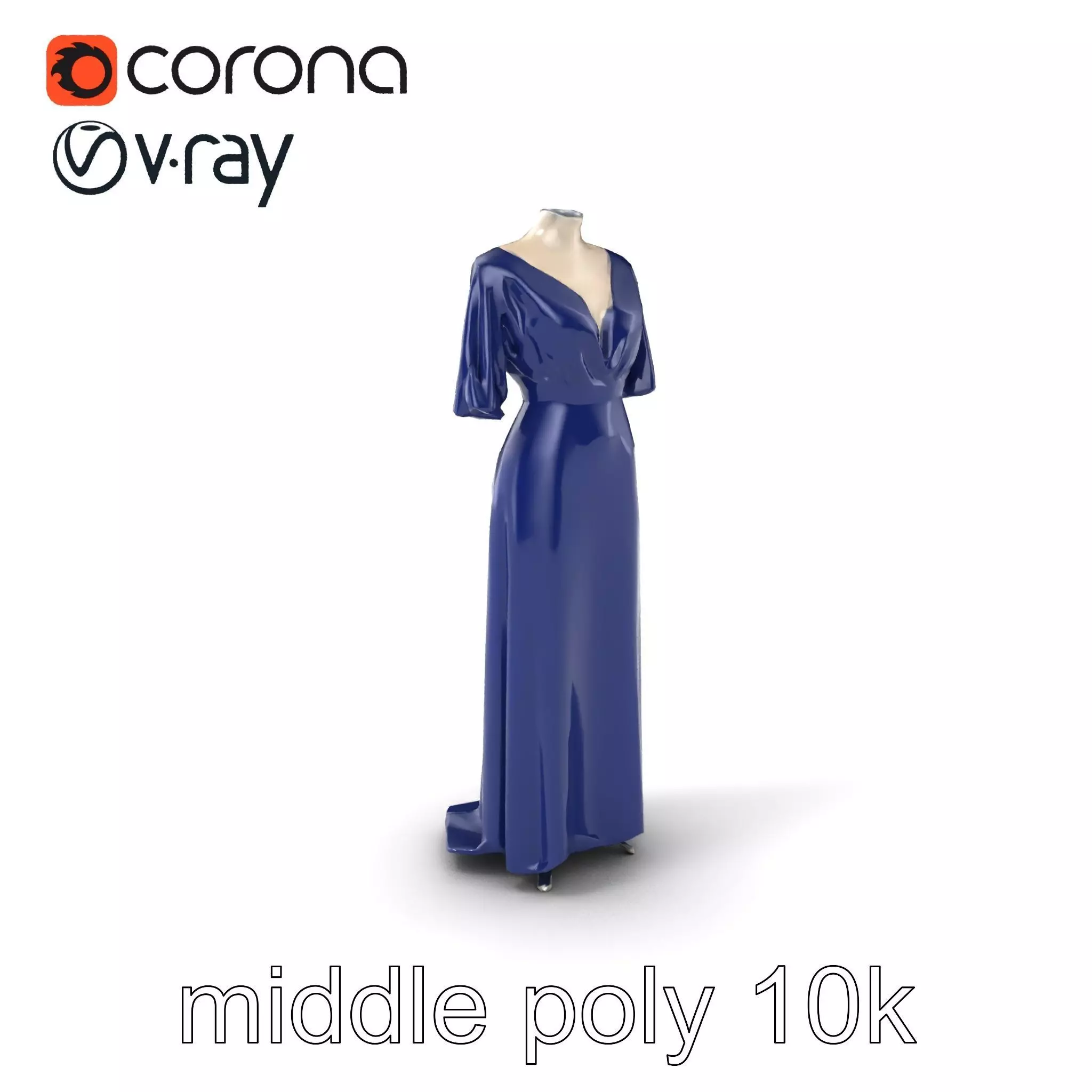 Elegant Evening Gown Mannequin Model Pack Low-poly 3D model_0