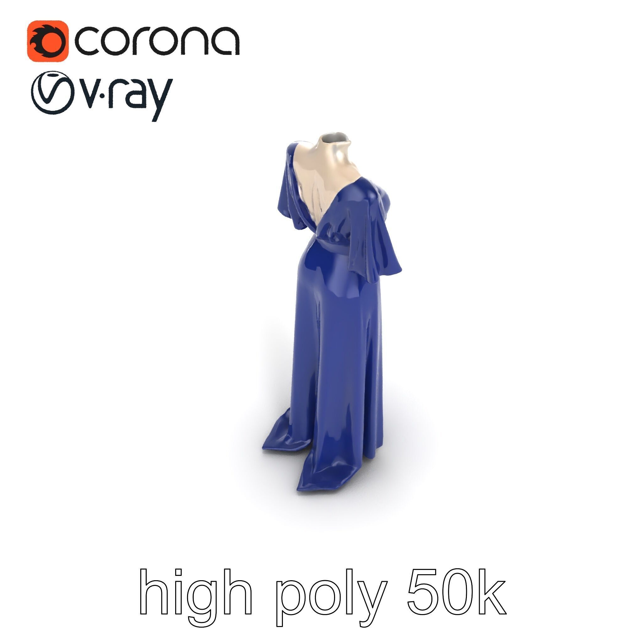 Elegant Evening Gown Mannequin Model Pack Low-poly 3D model_15