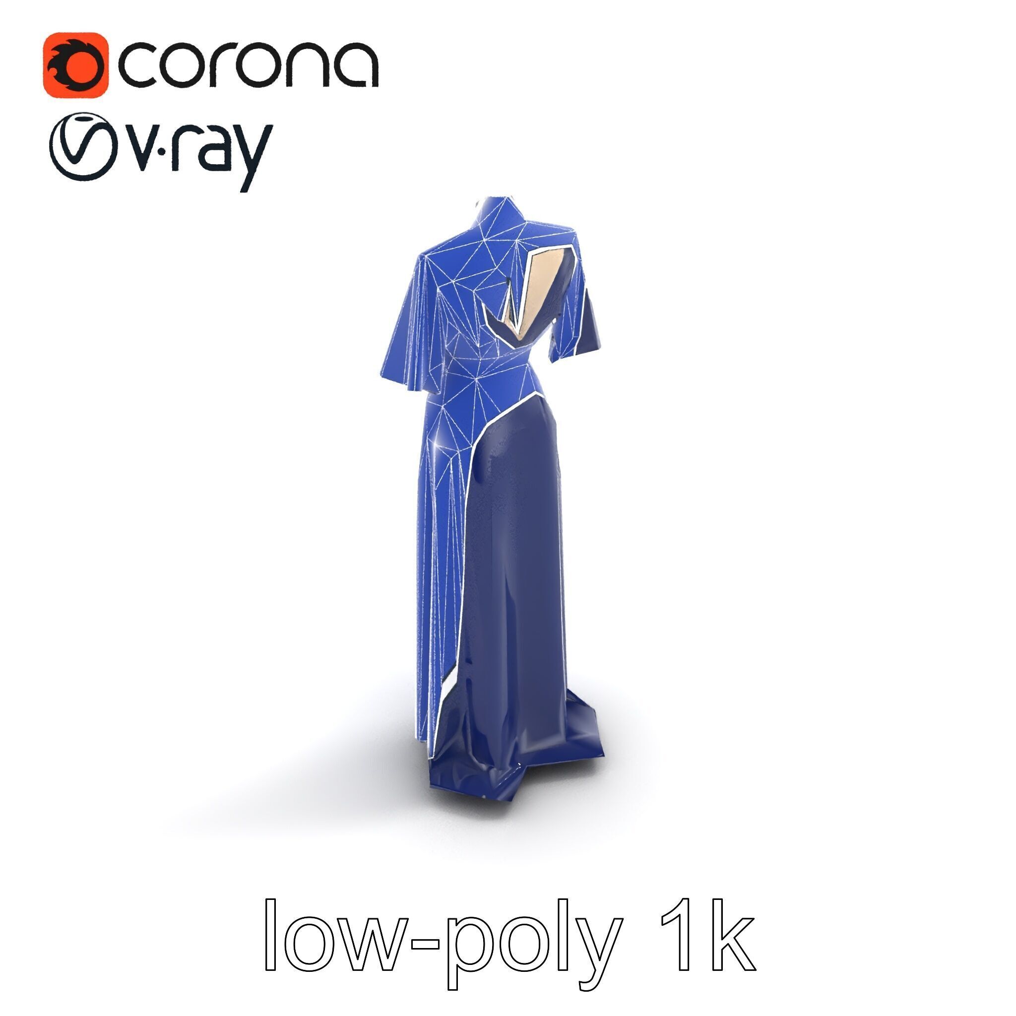 Elegant Evening Gown Mannequin Model Pack Low-poly 3D model_14