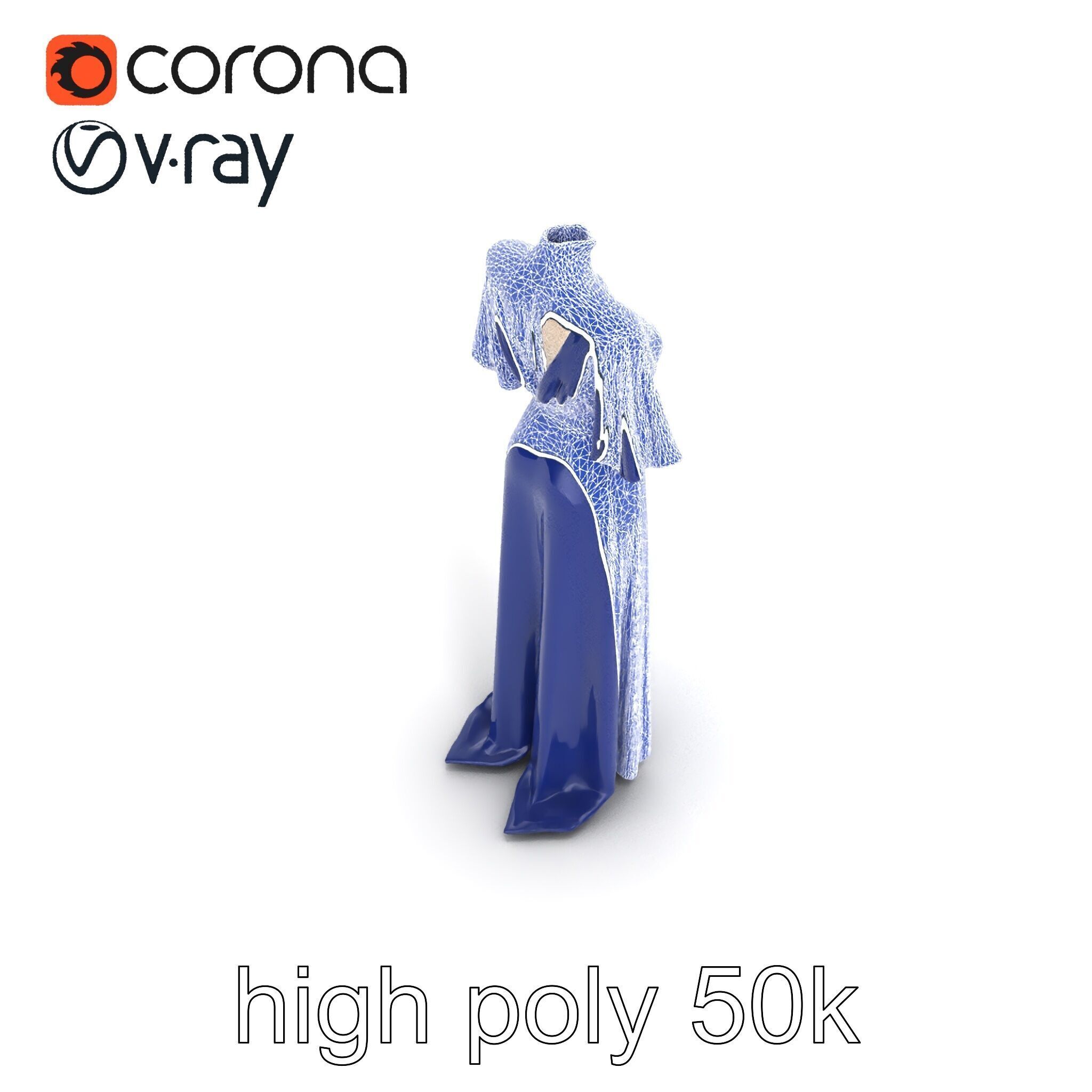 Elegant Evening Gown Mannequin Model Pack Low-poly 3D model_30