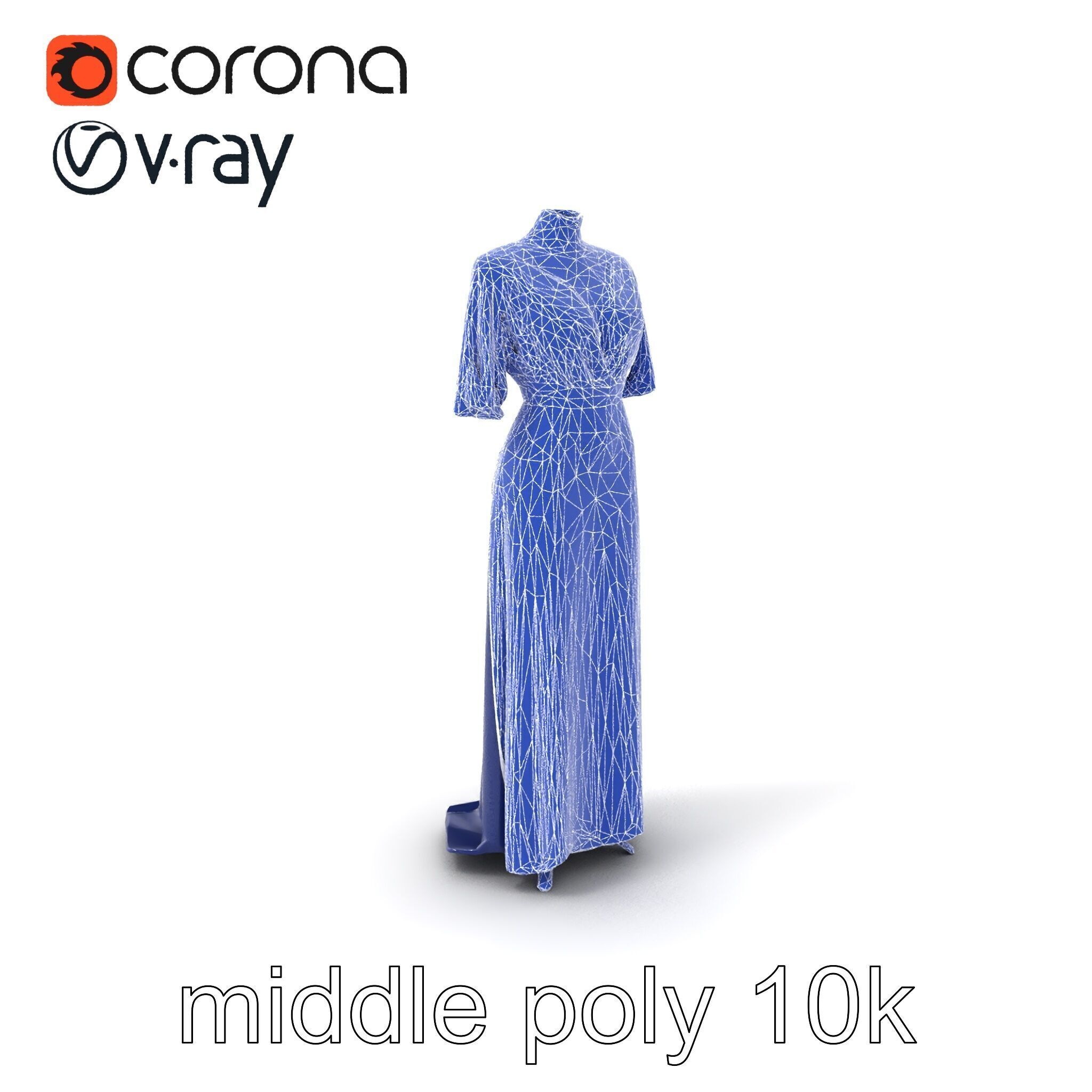 Elegant Evening Gown Mannequin Model Pack Low-poly 3D model_5