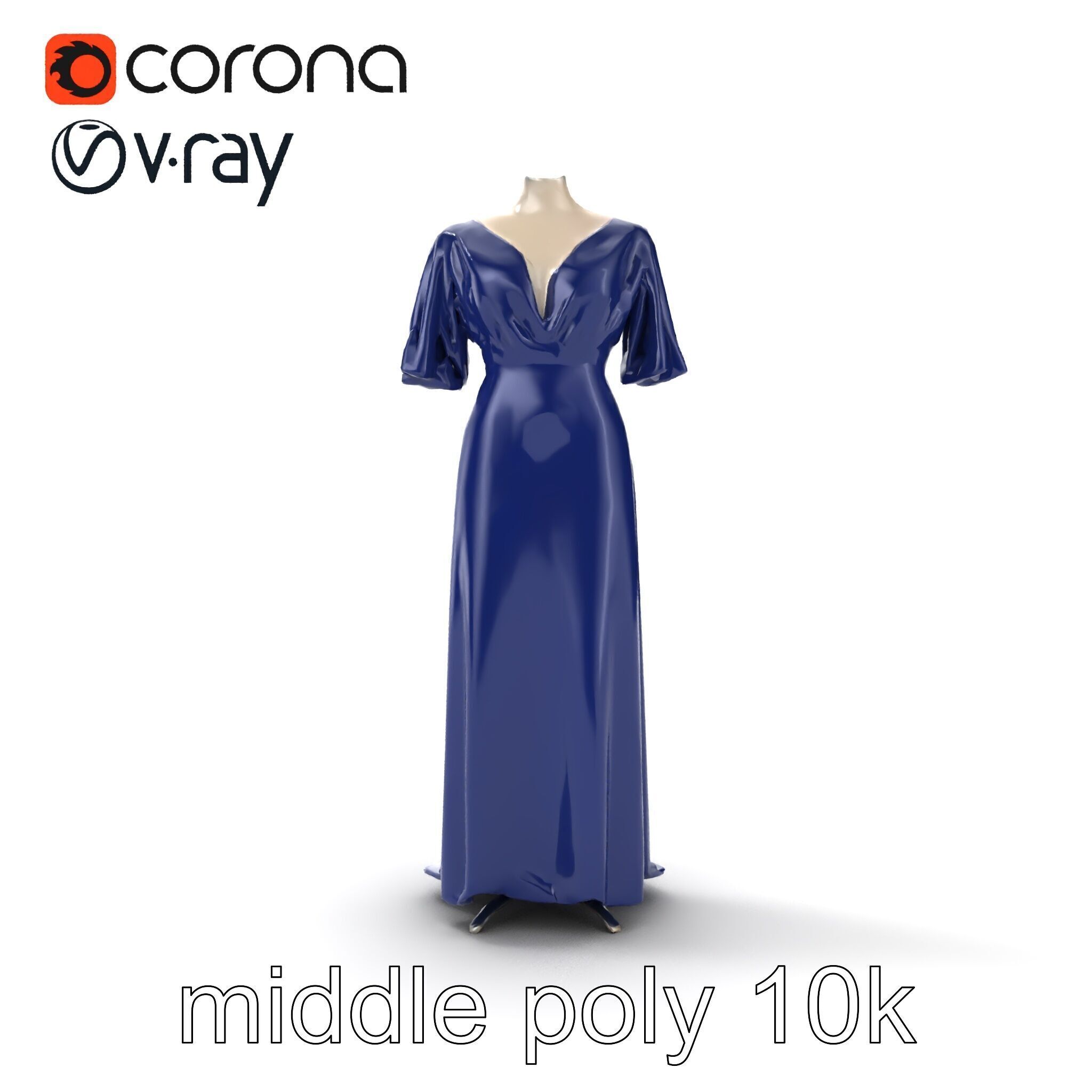 Elegant Evening Gown Mannequin Model Pack Low-poly 3D model_17