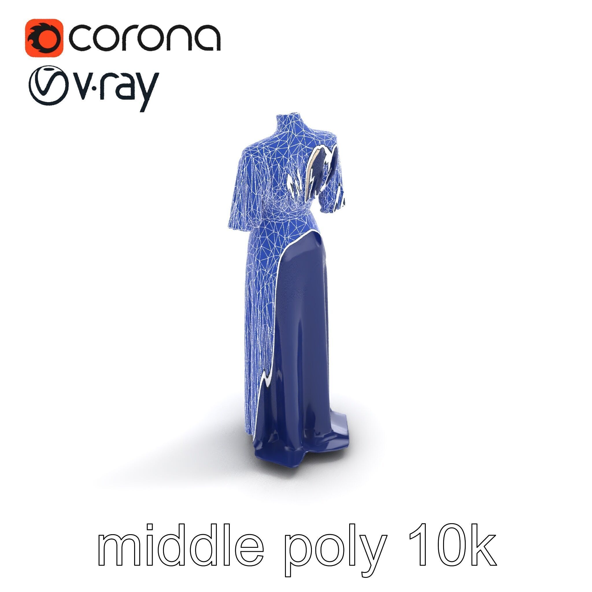 Elegant Evening Gown Mannequin Model Pack Low-poly 3D model_12
