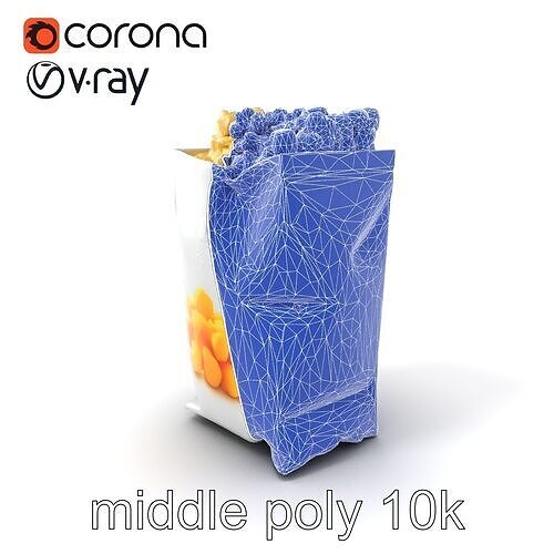 Microwave Popcorn Bag 3D Packaging model pack Low-poly 3D model 6