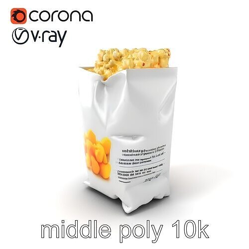 Microwave Popcorn Bag 3D Packaging model pack Low-poly 3D model