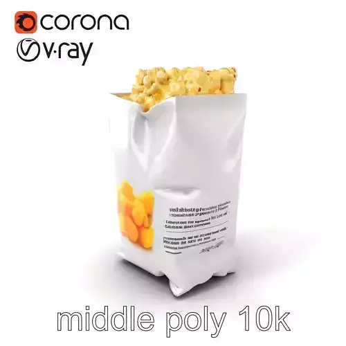 Microwave Popcorn Bag 3D Packaging model pack Low-poly 3D model