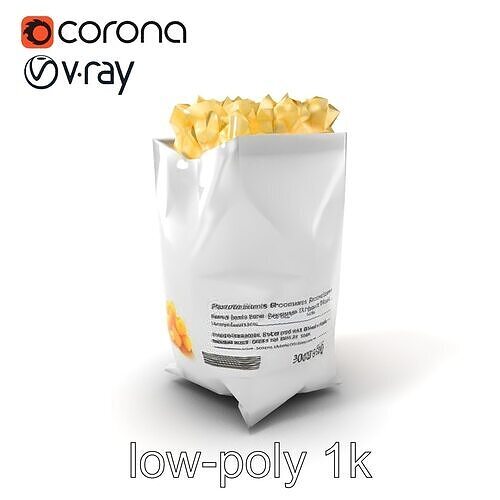 Microwave Popcorn Bag 3D Packaging model pack Low-poly 3D model 5
