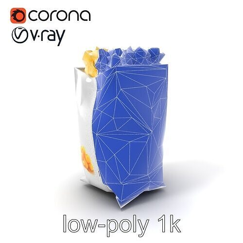 Microwave Popcorn Bag 3D Packaging model pack Low-poly 3D model 7