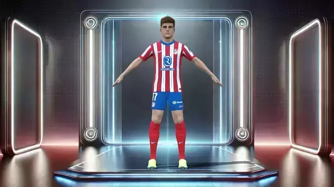 3D Rigged Rodrigo Riquelme Atletico Madrid 2025 Low-poly 3D model