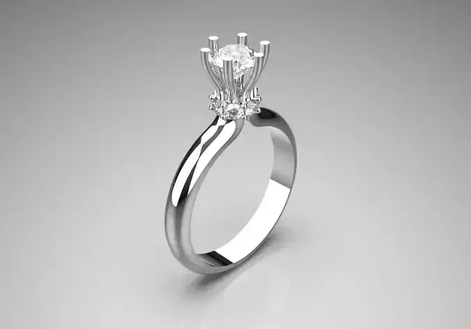 Flower design solitaire engagement ring model sr0016 3D print model