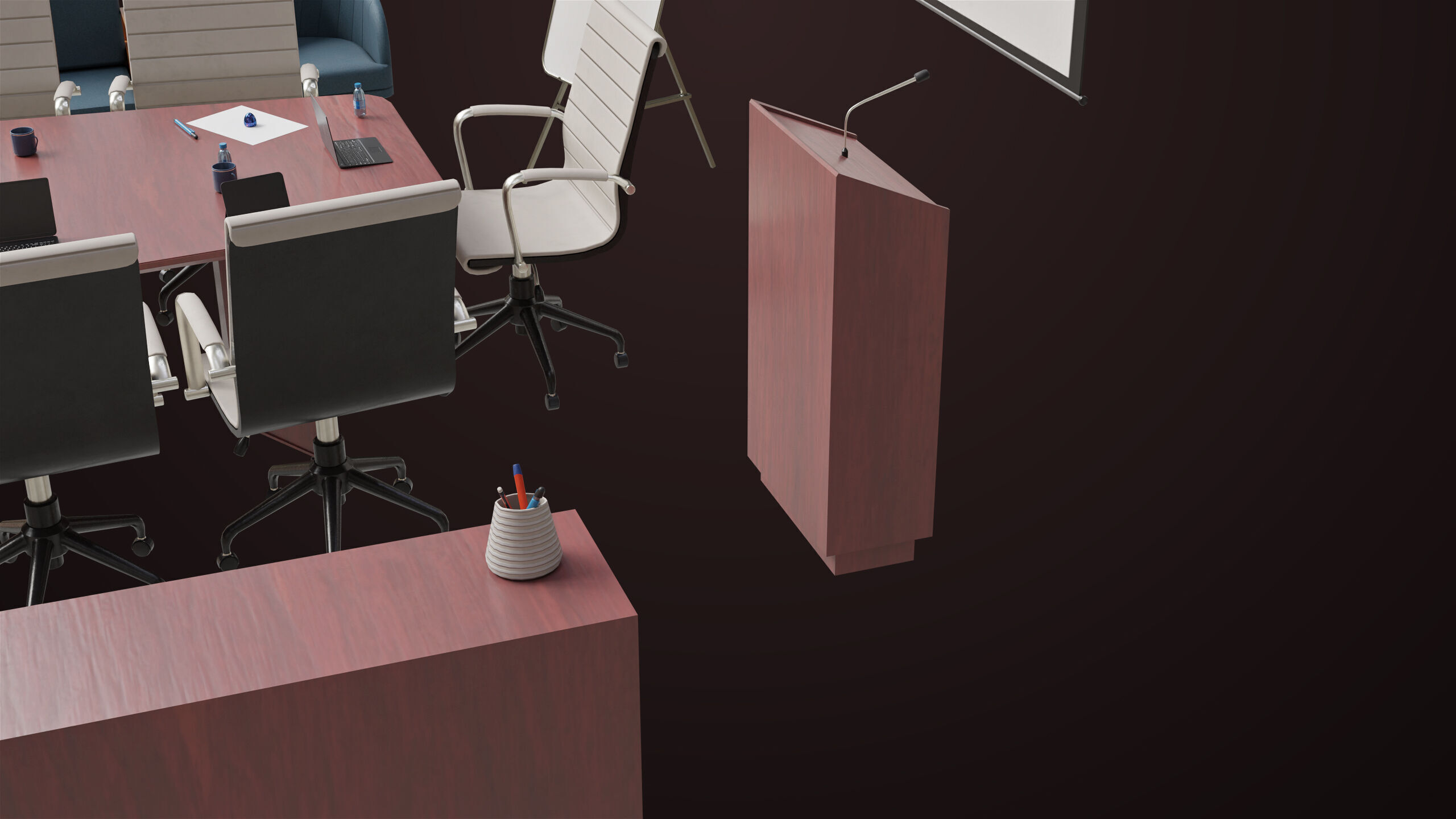 Conference Hall Props Collection Single Mat All PBR Textures Low-poly 3D model_10