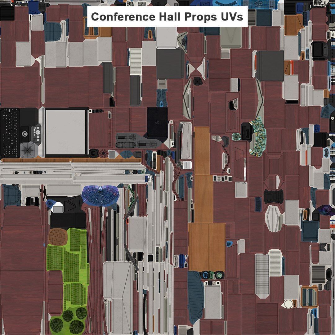 Conference Hall Props Collection Single Mat All PBR Textures Low-poly 3D model_41