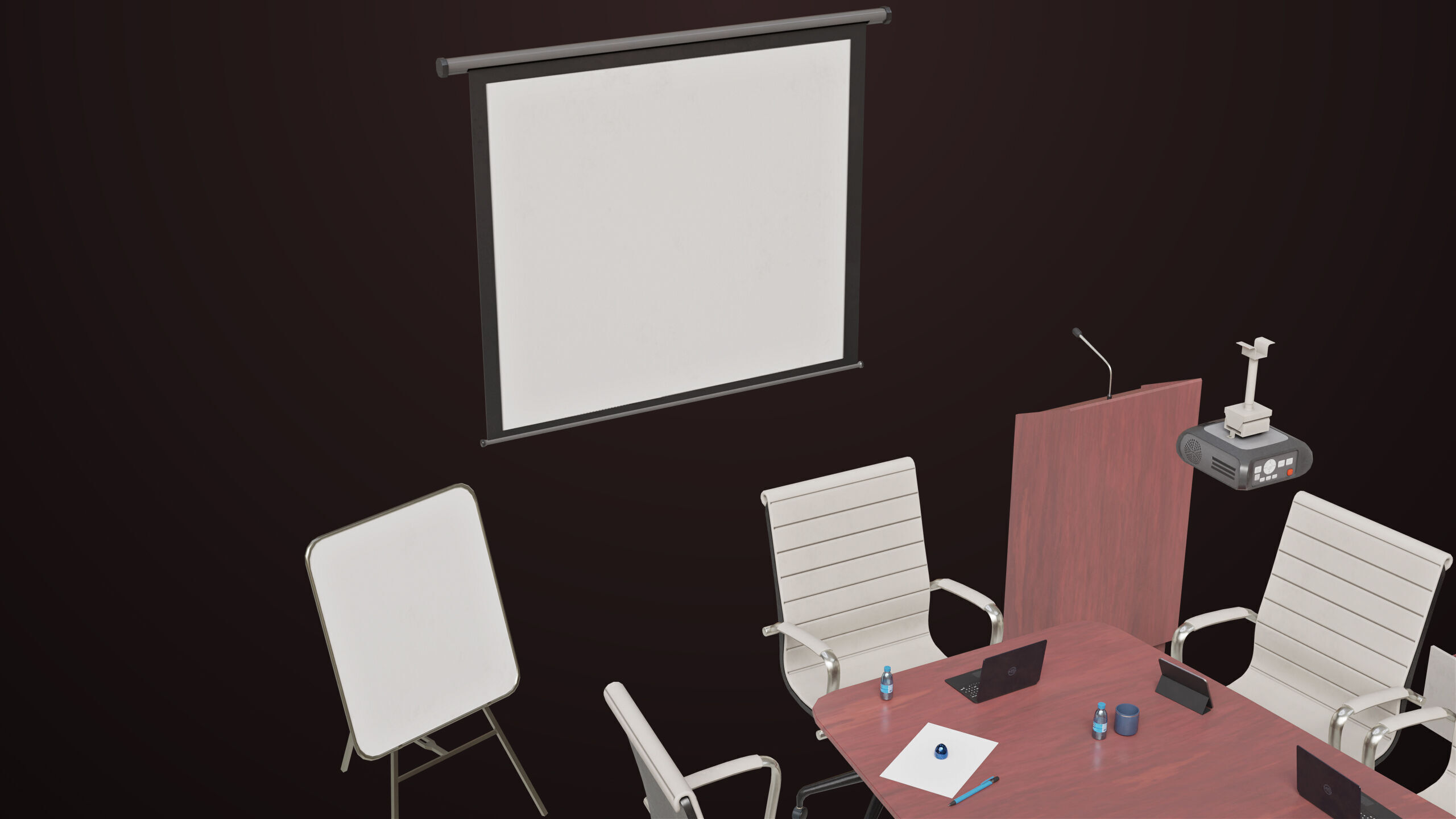 Conference Hall Props Collection Single Mat All PBR Textures Low-poly 3D model_14
