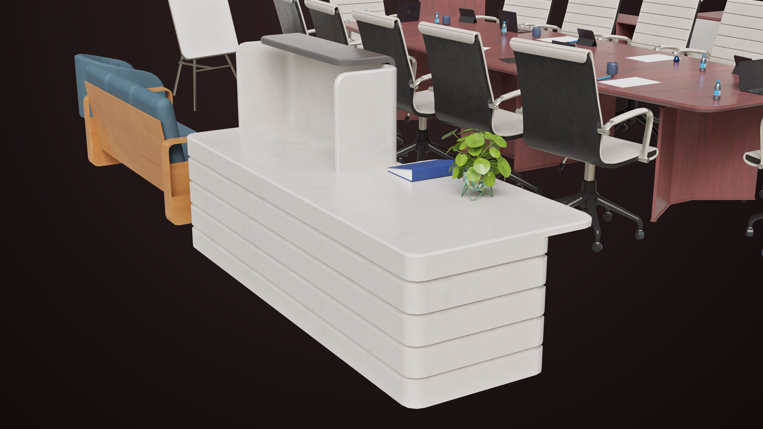 Conference Hall Props Collection Single Mat All PBR Textures Low-poly 3D model_11