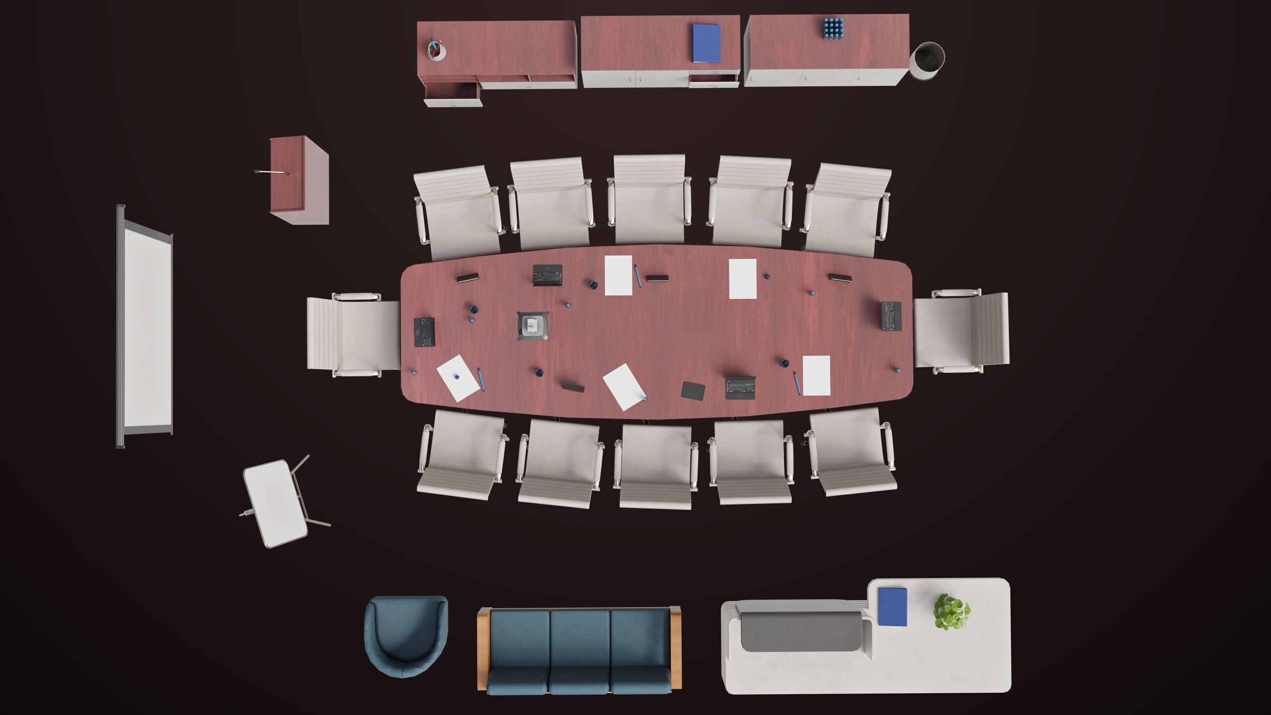 Conference Hall Props Collection Single Mat All PBR Textures Low-poly 3D model_20