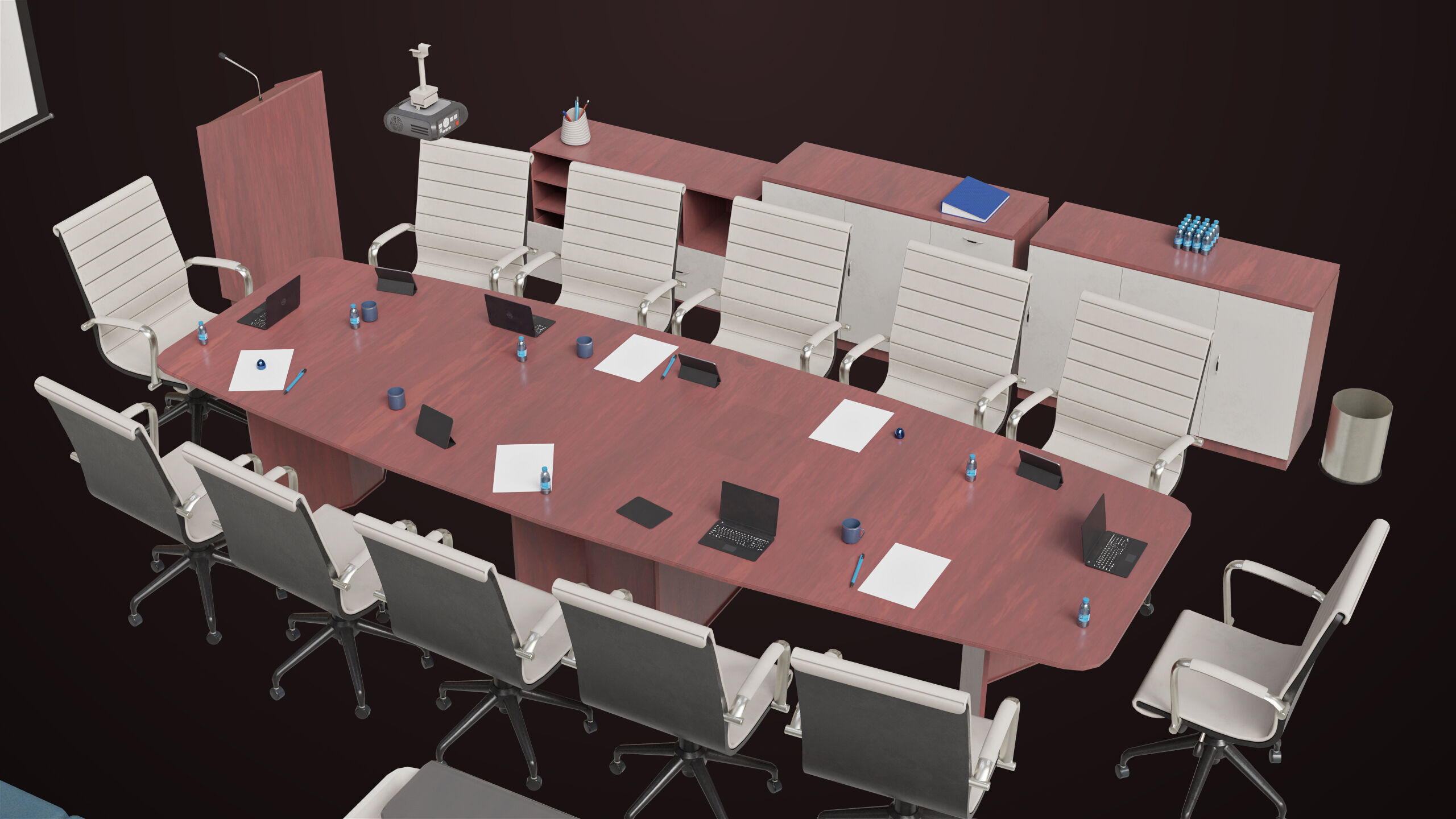 Conference Hall Props Collection Single Mat All PBR Textures Low-poly 3D model_5