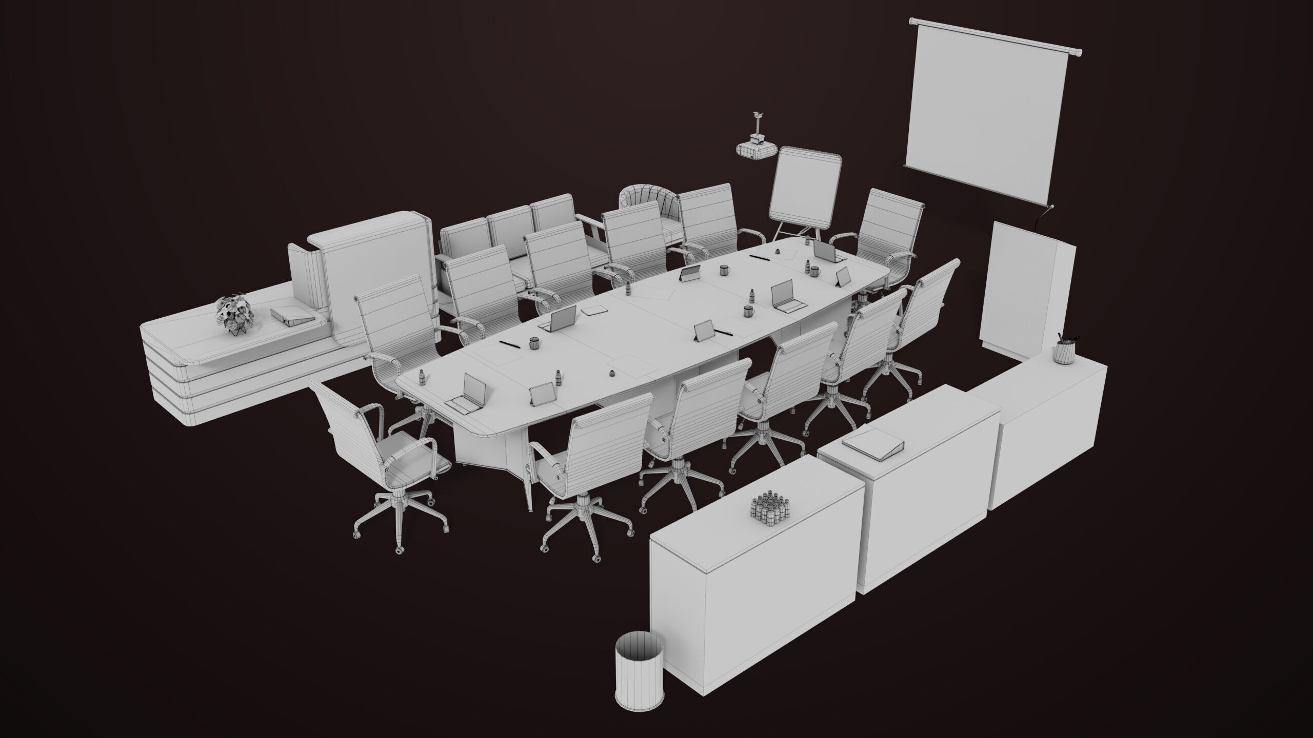 Conference Hall Props Collection Single Mat All PBR Textures Low-poly 3D model_21