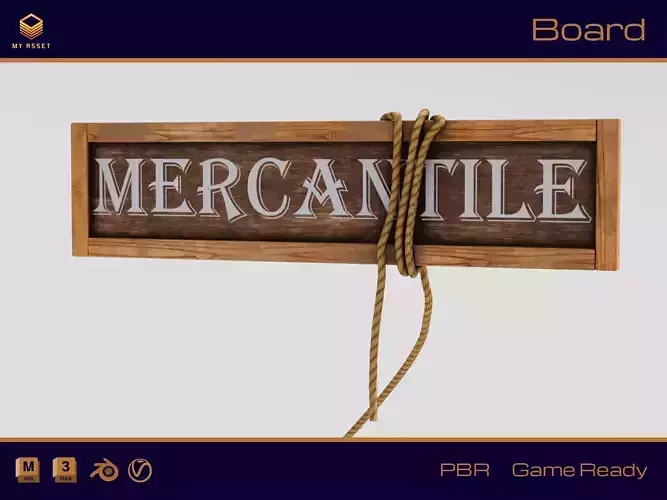 Shop sign Low-poly 3D model