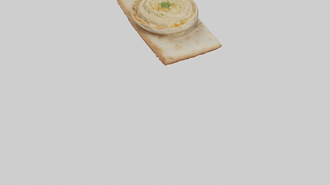 Hummus with pita bread model Low-poly 3D model 5