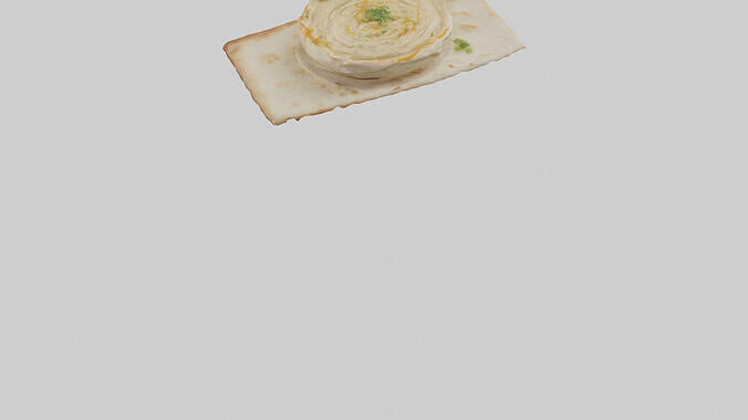 Hummus with pita bread model Low-poly 3D model 7