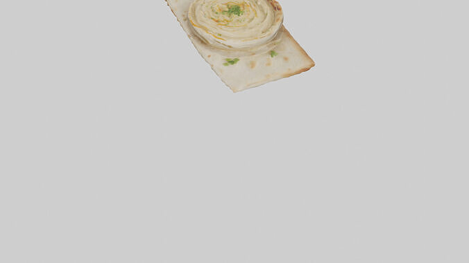 Hummus with pita bread model Low-poly 3D model 6