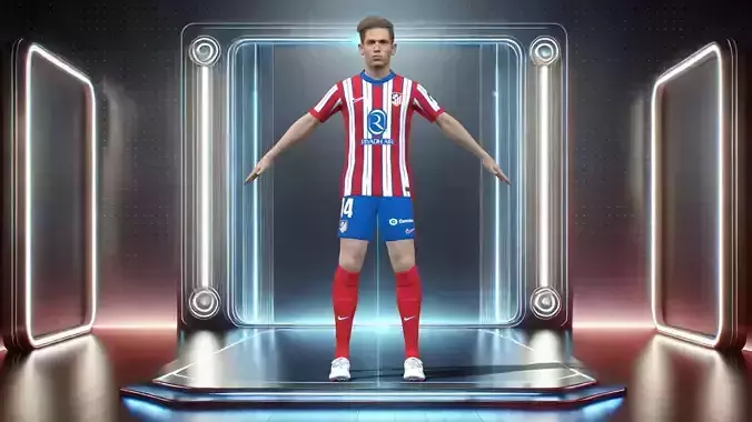 3D Rigged Marcos Llorente Atletico Madrid 2025 Low-poly 3D model