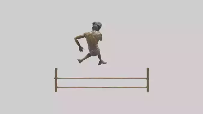Hurdler MidJump statue model Low-poly 3D model
