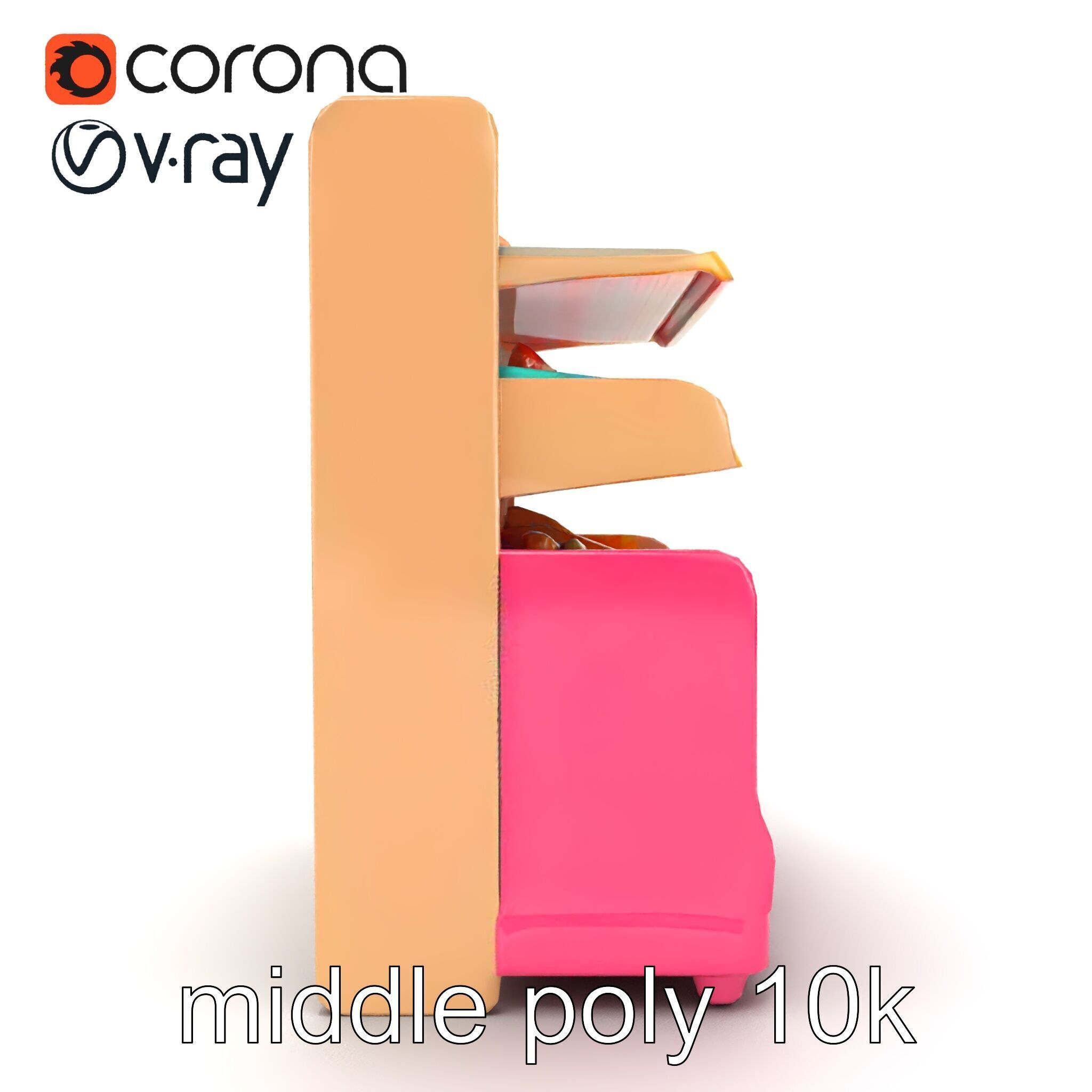 Kid-friendly Supermarket Shelf Unit model pack Low-poly 3D model_22