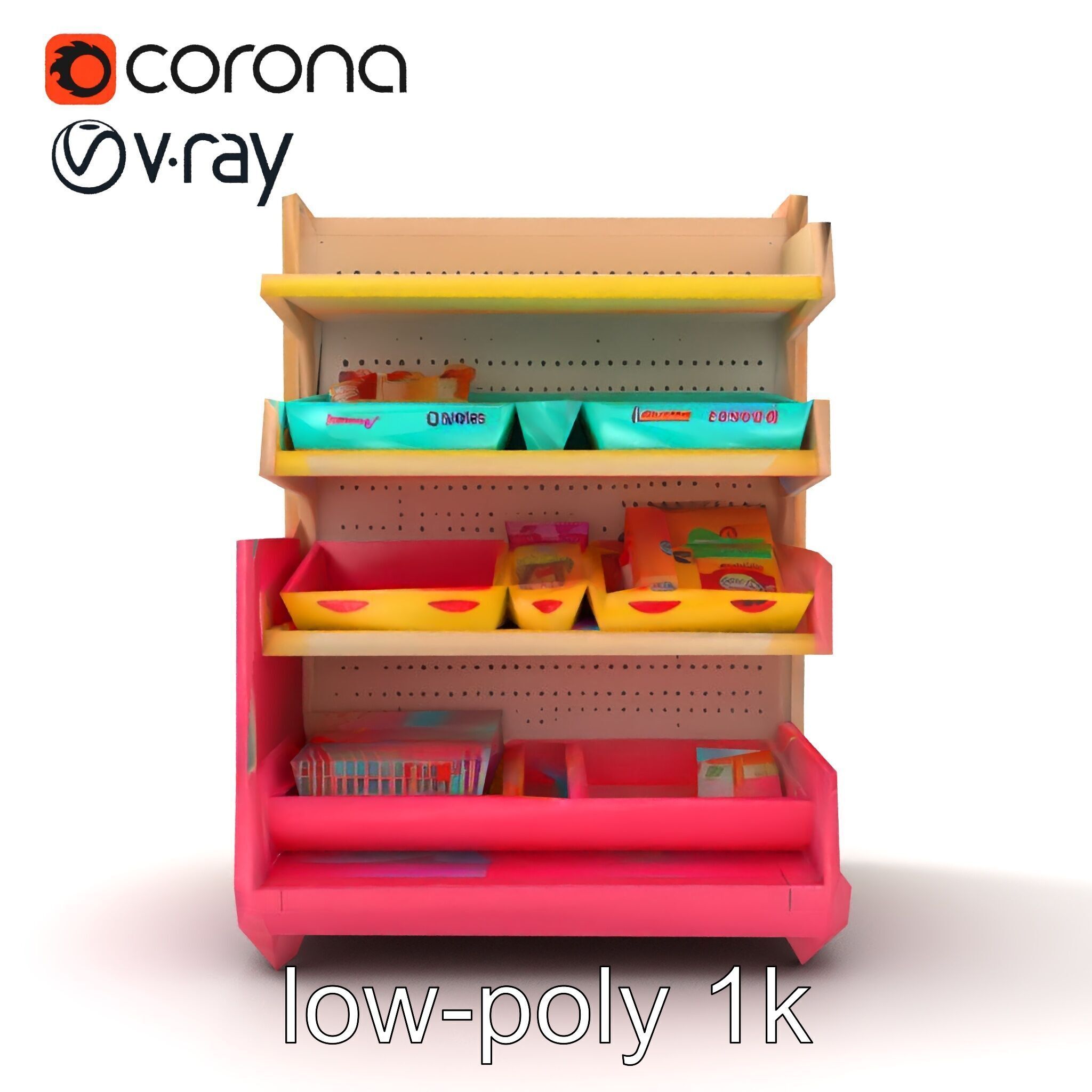 Kid-friendly Supermarket Shelf Unit model pack Low-poly 3D model_25